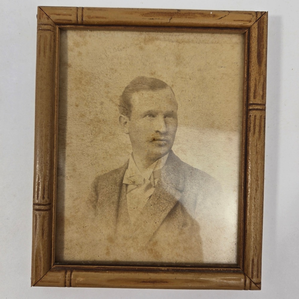 Antique Portrait Ottomar Morgenroth 1855-1949 German Genealogy Photo Wood Frame